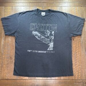 VTG Y2K Led Zeppelin T-Shirt Faded Black Men's Sz XL Band Tee